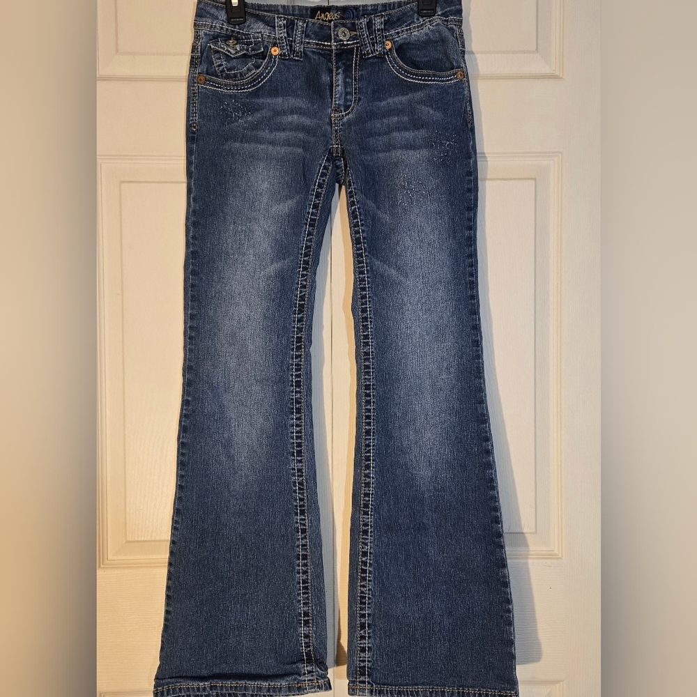 Flattering, Classic Angles Jeans, Mid-Wash Flare Bootcut Jeans